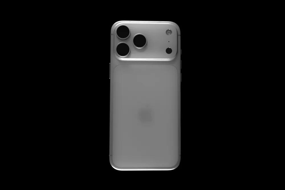 iPhone 17 en vista frontal con pantalla encendida